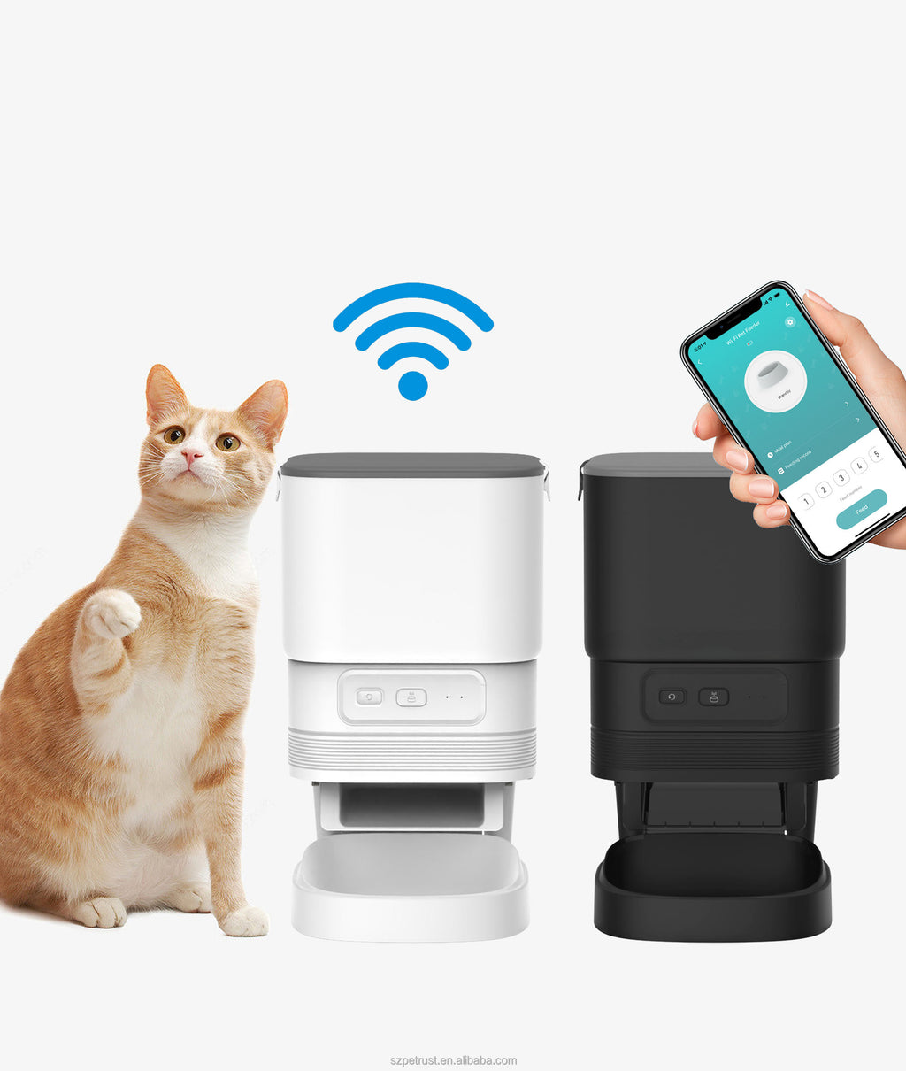 Distributeur Automatique de Croquettes pour Chat Wi-FI 2.4G, Contrôle Via App